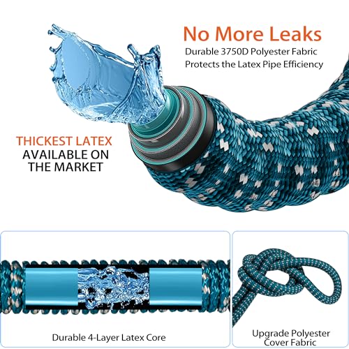 50 ft Expandable Garden Hose - All New 2026 Retractable Water Hose with 3/4" Solid Brass Fittings, Extra Strength Fabric - Flexible Expanding Hose with 10 Pattern Spray Nozzle