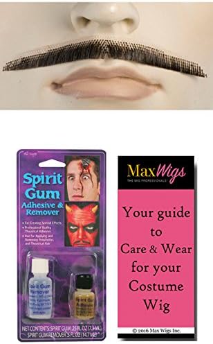 Errol Flynn Mustache Color Blonde - Lacey Wigs Human Hair Swashbuckler Adventurer Pencil Thin Movie Star 20th Century Hand Made Facial Bundle w/Spirit Gum and Remover, MaxWigs Costume Wig Care Guide