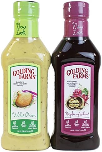 Golding Farms Vidalia Onion Dressing &amp; Raspberry Vinaigrette Dressing, 12 Oz Each (2-Pack Combo)