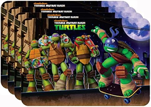 Large Flexible Plastic Placemat - Various Colorful Kids Graphics and Designs - BPA Free (4, TMNT)