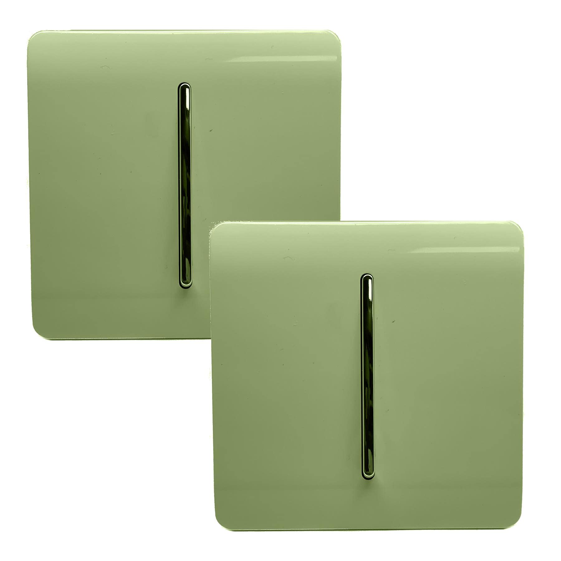 Trendi 1 Gang 2 Way Artistic Modern Glossy 10 Amp Rocker Tactile Light Switch Moss Green (2 Pack)