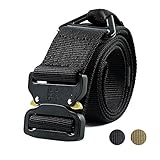 Fairwin Tactical Rigger's Belt, Military Style Webbing Riggers Nylon Web Belt with Heavy-Duty Quick-Release Metal Buckle and Triangular D-Ring