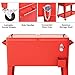 Giantex 80 Quart Rolling Patio Cooler Cart with Bottom Storage Shelf & Drain, Outdoor Ice Chest with Lockable Wheels, Bottle Opener & Cap Catcher, for Party Poolside Backyard BBQ (Red)