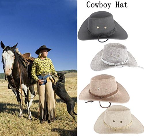 Cholla Western Cowboy Hat Unisex Faux Fedora Outdoor Wide Brim Hat With Straps For Summer/Spring/Winter/Autumn,Good For Tourist Fashion Hipster Cosplay