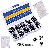 150 Pcs 6-12mm Plastic Safety Eyes with Washers for Doll Making (Black)