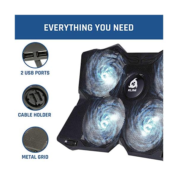 KLIM-Wind-Laptop-Cooling-Pad-The-Most-Powerful-Rapid-Action-Cooling-Fan-Laptop-Stand-with-4-Cooling-Fans-at-1200-RPM-USB-Fan-Compatible-New-2021-Version-White KLIM Wind Laptop Cooling Pad - More than 500 000 units sold - NEW 2023 - The Most Powerful Rapid Action Cooling Fan…