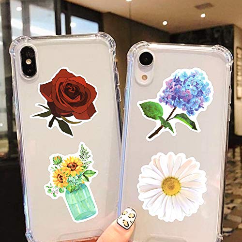 50pcs Flower Stickers for Scrapbook, Waterproof Stickers for Laptop, Trendy Vinyl Stickers for Water Bottles, [Flower Blooming] Sticker Pack Decals for Phone Case, Scrapbook, Adults, Girls