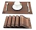 Homcomoda Vinyl Placemats Heat Resistant Dining Table Mats Non-slip Washable Place Mats, A-brown, Set of 6
