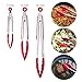 Heavy Duty Stainless Steel Premium Kitchen Tongs with Silicone Tips 3 Pack (7, 9, 12 Inch) - FDA Approved Non-Stick for BBQ Cooking Grilling Turner - A Good Serving and Feeding Set for Kitchen - Red