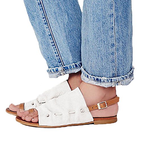Womens sandals ankle buckle gladiator flat thong soft s…