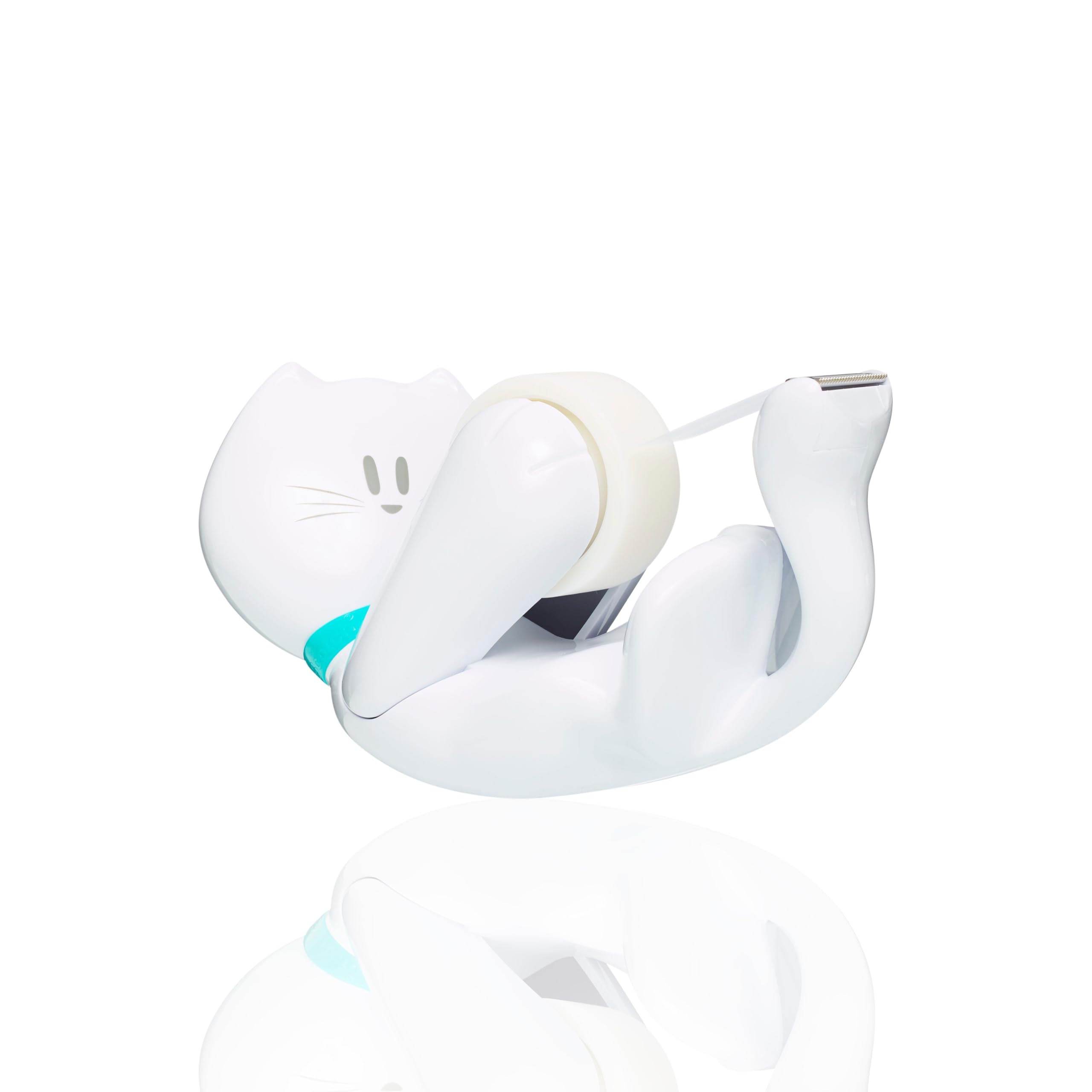 Scotch Cat Tape Dispenser with 1 Roll of Scotch Magic Tape - Holds Rolls up to 19 mm Wide x 8.89 m Long - Cute Stationery Sets and Cute Gifts - White