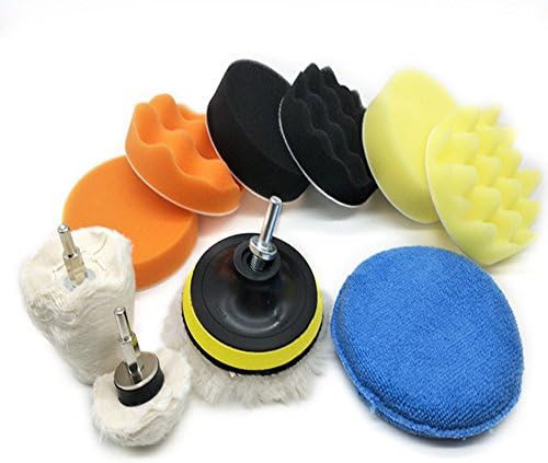 12pcs Car polishing set,Wheel Grinding Head ,polishing pad,4"Polishing Buffer Wool with M10 Drill Adapter ,50x55mm Conical Polishing Buffing Pad,Polishing Kit,50mm Mushroom polished cloth wheelfor Metal Aluminum,StainlessSteel,Chrome,Jewelry,Wood,Ceramic,Home
