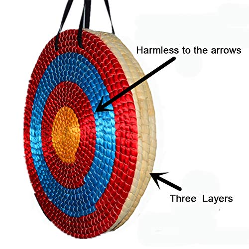dostyle Traditional Solid Straw Round Archery Target Shooting Bow Coloured Rope Target Face Three Layer for Shooting Practice