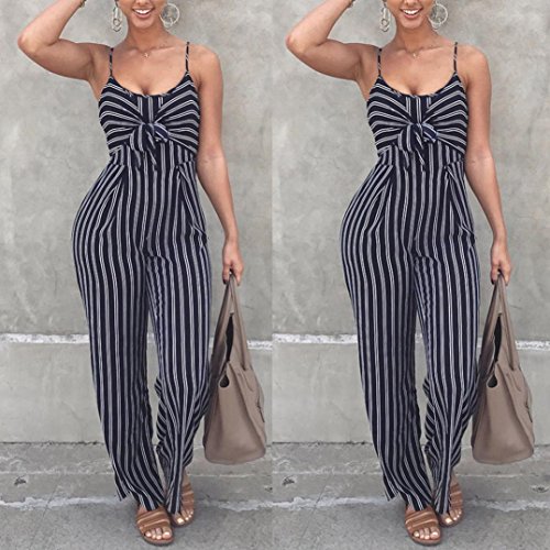 image for WuyiMC Jumpsuit, Womens Clubwear Strappy Striped Playsuit Bandage Body