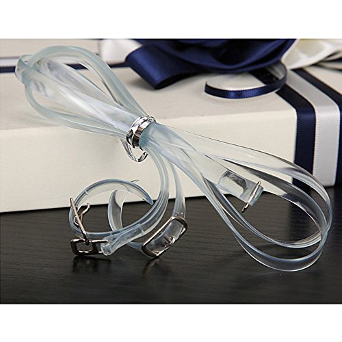 Adecco LLC 2 Pair Women's Detachable Silicone Shoe Straps with Silver Buckle, High Heels Anti-Loose Shoelace Accessories (Light Blue) - Thumbnail 2