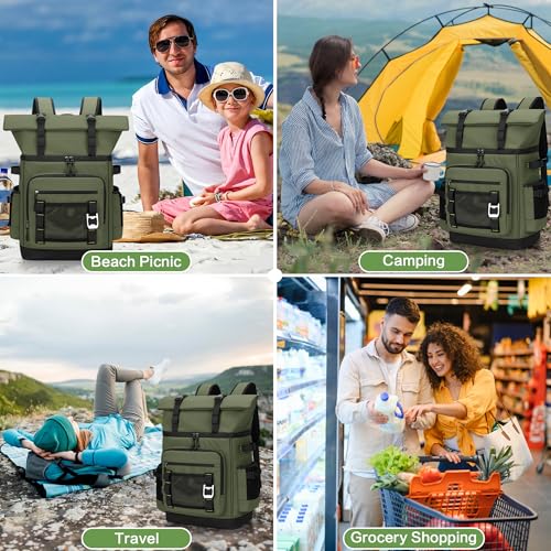 YOUNGOA Mochila Nevera Isotermica a Prueba de Fugas, Expandible Impermeable Mochila Termica Grande Thremal Bolsa Picnic para Hombre y Mujer
