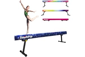Sealoha 8ft Ultrasimple Adjustable&Foldable Balance Beam,High-Low Floor Beam Suede Gymnastics Equipment,No Tool Require, Gymnastics Beam for Training&Professional HomeTraining