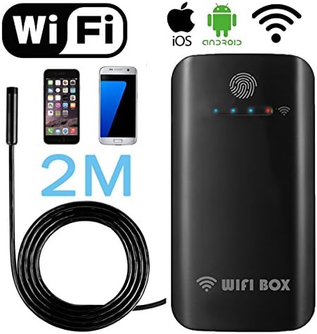 Fishonly Wifi Endoscope Inspection Camera OTG USB Wireless Borescope IOS Waterproof Snake Camera Iphone Android 6 LEDS (2M)