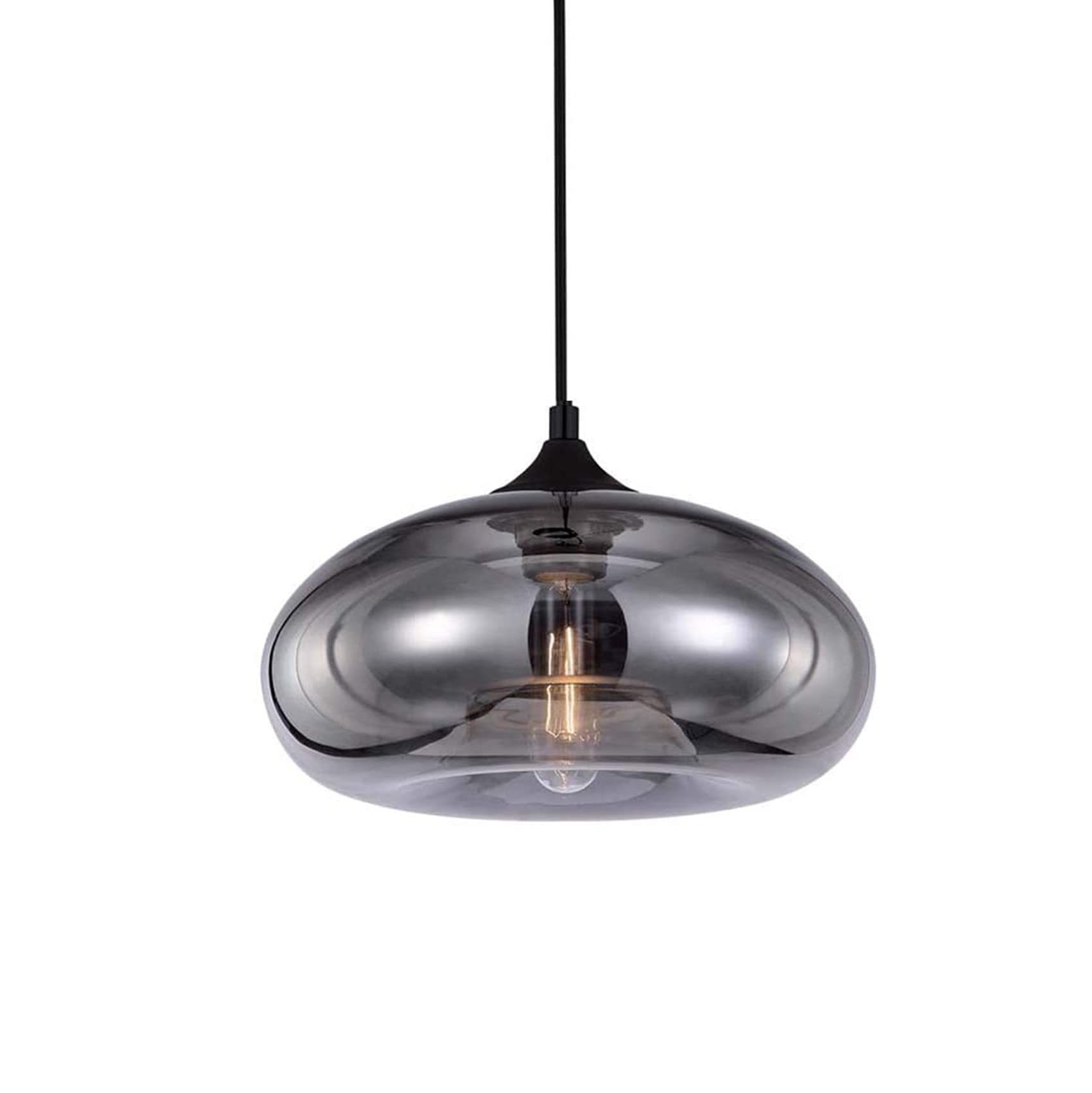 Photo 1 of I-xun - Industrial Shape of Onion Vintage Chandelier E27 Pendant Light Ceiling Lamp Colorful Glass Cage (Mirror Grey)