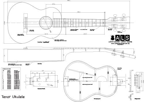 Plan of Tenor Ukulele - Full Scale Print