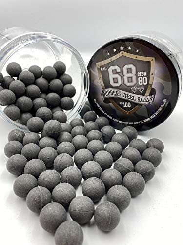 SSR 100x hoogwaardige stalen ballen van hard rubber, 7 gr. Paintballs Powerballs Munition 68 Cal. HDS T4E RAM SG voor training, schieten of zelfverdediging 68 S