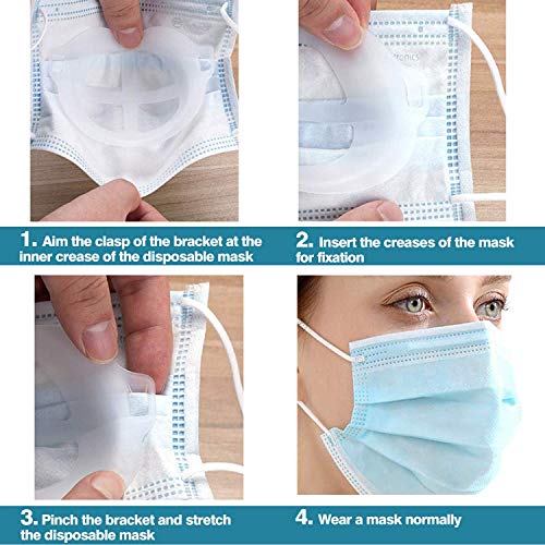 MINGYUAN Face Mask Inner Support Frame Bracket Masc Stands More Space for L-ipstick Protection Comfortable Mouth Nose Breathing Washable Reusable(3, White)