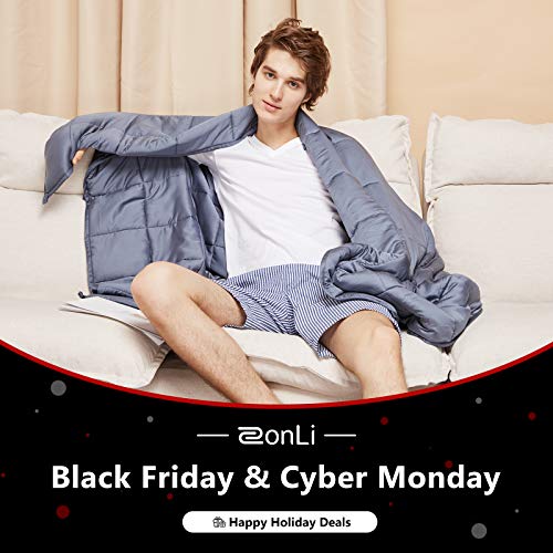 ZonLi Cooling Bamboo Weighted Blanket 25 lbs(80''x87'' Grey Navy, King