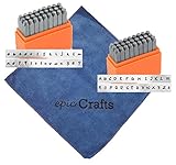 Alphabet Metal Letter Stamps Set with Basic Bridgette Uppercase and Lowercase Letter Stamps Bundled with Epic Craft Microfiber Cloth