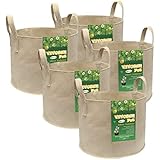 VIVOSUN 5-Pack 10 Gallons Heavy Duty Thickened Nonwoven Fabric Pots Grow Bags with Strap Handles Tan