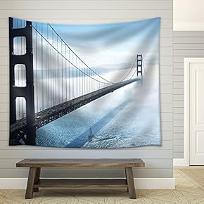 Golden Gate Bridge in a Foggy Day - Fabric Wall Tapestry Home Decor - 51x60 inches