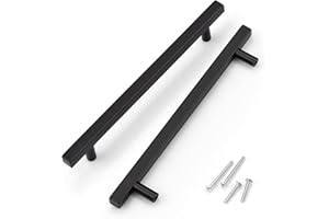KNOBWELL 6 Pack 7-1/2 in Black Dresser Drawer Pulls, T Bar Black Handles for Kitchen Cupboard Bathroom Vanity, Furniture Hardware Door Handle Pulls