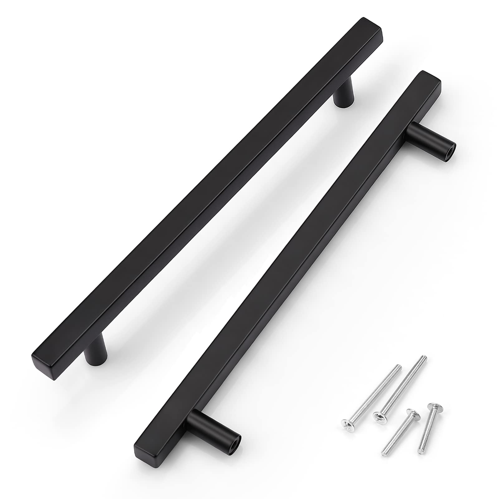 KNOBWELL 30 Pack 7-1/2" Matte Black Cabinet Handles Black Dresser Pulls Furniture Hardware Cupboard Drawer Handles, 192mm Hole Centers Image