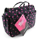 Periea Handbag Organiser Small (Black With Pink Hearts)