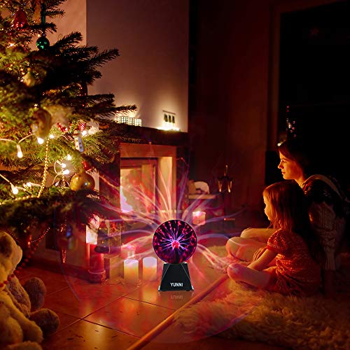Plasma Lamp,Bigger Plasma Ball(6 Inch),Dancing Plasma Globe with Music, Lightning Ball Touch & Sound Sensitive, Clear Glass Magic Ball Lamp Nebula Sphere Globe