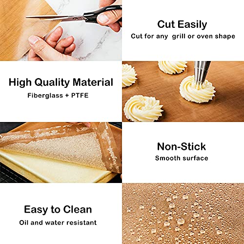 Attmu Copper Grill Mats for Outdoor Grill Set of 6, Non Stick BBQ