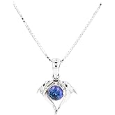 Jewelry Trends Double Love Dolphins Sterling Silver Pendant Necklace 18" Blue Crystal