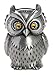 JustNile Vintage Zinc Alloy Owl Piggy Bank, Kids Money Coin Saving Box, Engraved Metal Silver Animal Figurine Decor, House Tabletop Ornament, 3.1