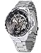 AMPM24 Men's Mechanical Watch Silver Steel Skeleton Dial Black Round PMW107