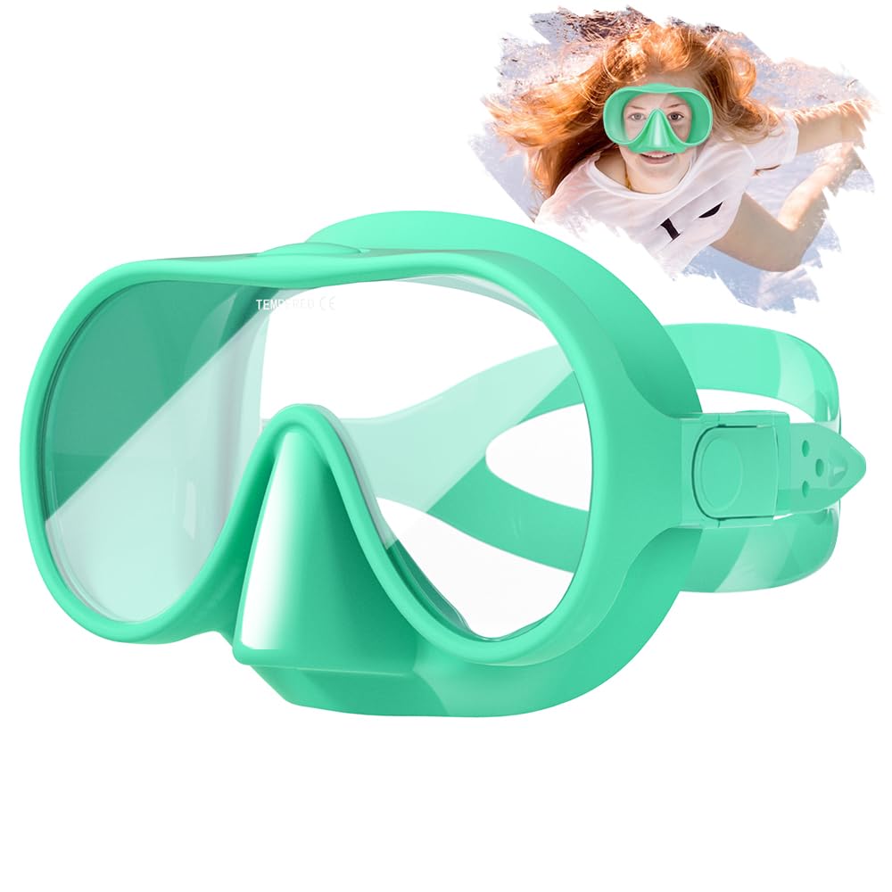 Tyuodna Snorkel Mask,Frameless Snorkeling Mask Adult & Junior,Diving Mask in Macaron Colors,180° Wide View,Nano Anti-Fog & Anti-UV Scuba Mask for Diving, Snorkelling and Swimmin (Turquoise)