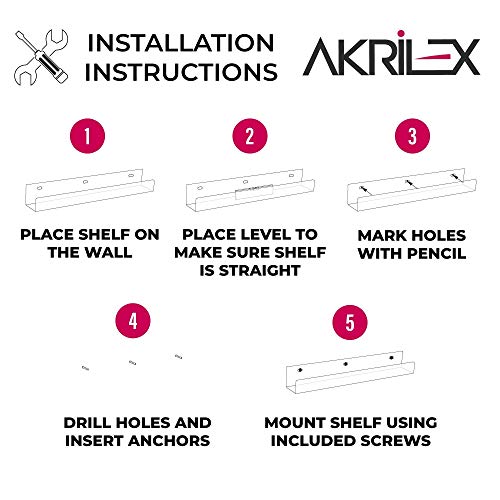 AKRILEX Floating Acrylic Bookshelf for Kids 2 Pack 36inch Clear Wall