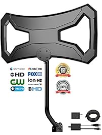 Outdoor antenna, 150 Miles Range Attic Antenna, Rooftop Antenna,Digital TV Antenna with Amplifier,33Ft Detachable Cable With Mount Kit,1080P 4K-Ready Extremely High Reception With UL Certificate