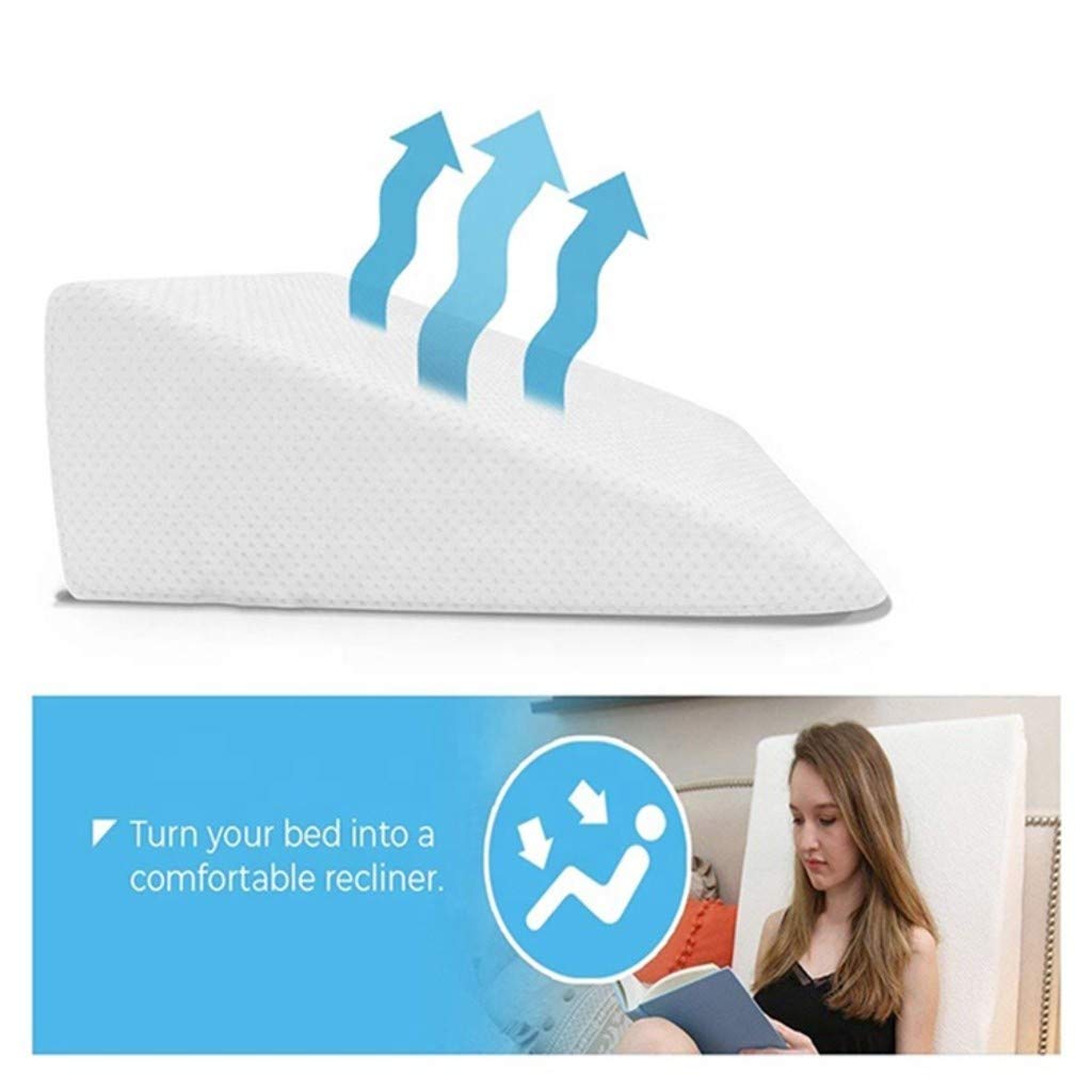 Goldstar Shop Premium Memory Foam Bed Wedge Pillow Memory Foam Doctor Designed Hypoallergenic Support for Back Pain Snoring Gerd Acid Reflux Heartburn Indigestion Respiratory Problems Washable Cover