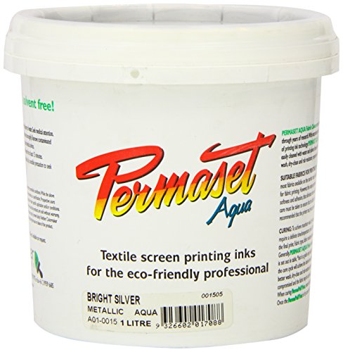 Permaset Aqua 1 Litre Fabric Printing Ink - Bright Silver