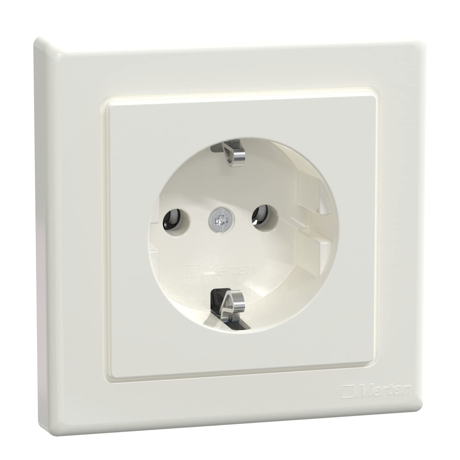 Merten - Schuko Socket, Plug-in terminals, M-Smart, with Full Cover Plate, MEG2301-1519, Polar White