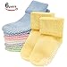 Baby Socks,Mossio 6 Pack Newborn Socks Non Skid Crew Organic Socks Rubber Bottom (6 Color,1-3 Years)