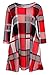 BOOSOULY Womens Oversized Plaid Casual Loose Scoop Neck Swing Tunic Dress with Pocket Red XL