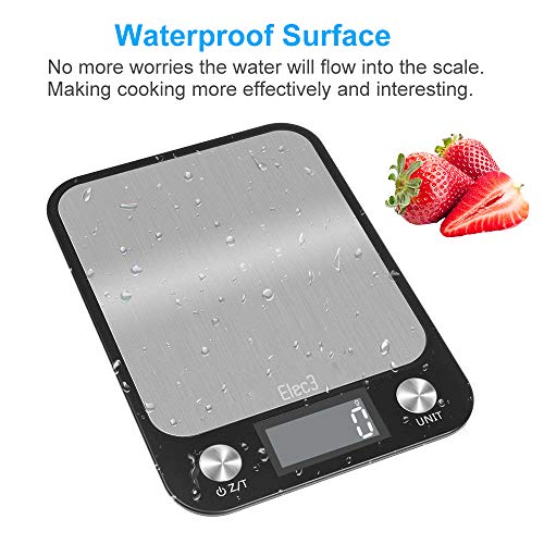 Digital Kitchen Food Scale, Elec3 Kitchen Weight Scales for Cooking & Baking, Ultra Slim/Multifunctional/Tare Function Measuring Scales- 22lb/10kg Capacity, 0.04oz/1g(Batteries Included)