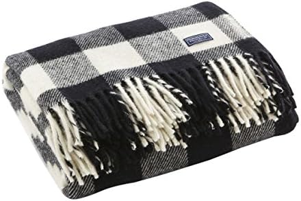 Faribault Woolen Mill 01770 White/Black Buffalo Check Throw