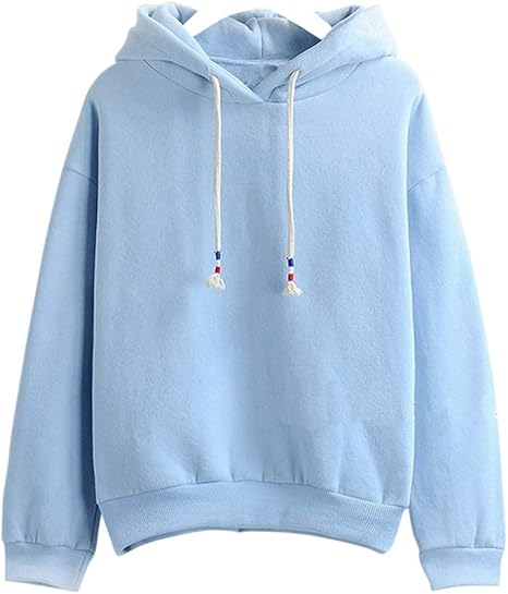 Amazon Formanism ガーリー シンプル パーカー フード トレーナー ショート レディース 全10色 ライトブルー S トレーナー パーカー 通販