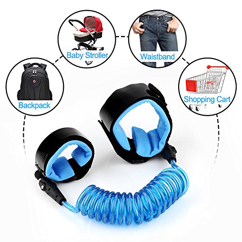 Atomcool Anti Lost Wrist Link + Baby Harness Leash, 2 Pack Child Toddler Walking Safety Harnesses for Boys and Girls to Disneyland, Zoo or Mall, Cute Kids Wristband Assistant Strap Belt (Butterfly Pin